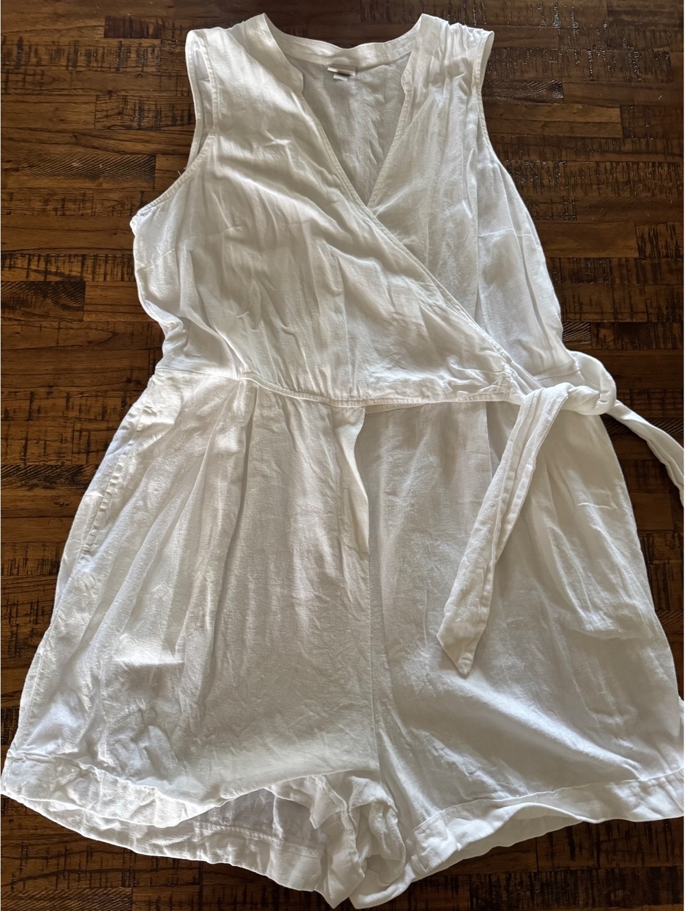 A New Day White Sleeveless Linen Romper XL